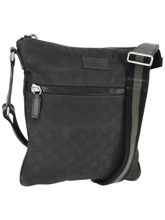 GUCCI Handbags - Authentic GUCCI GG Canvas Shoulder Bag Nylon Black Silver 449184
